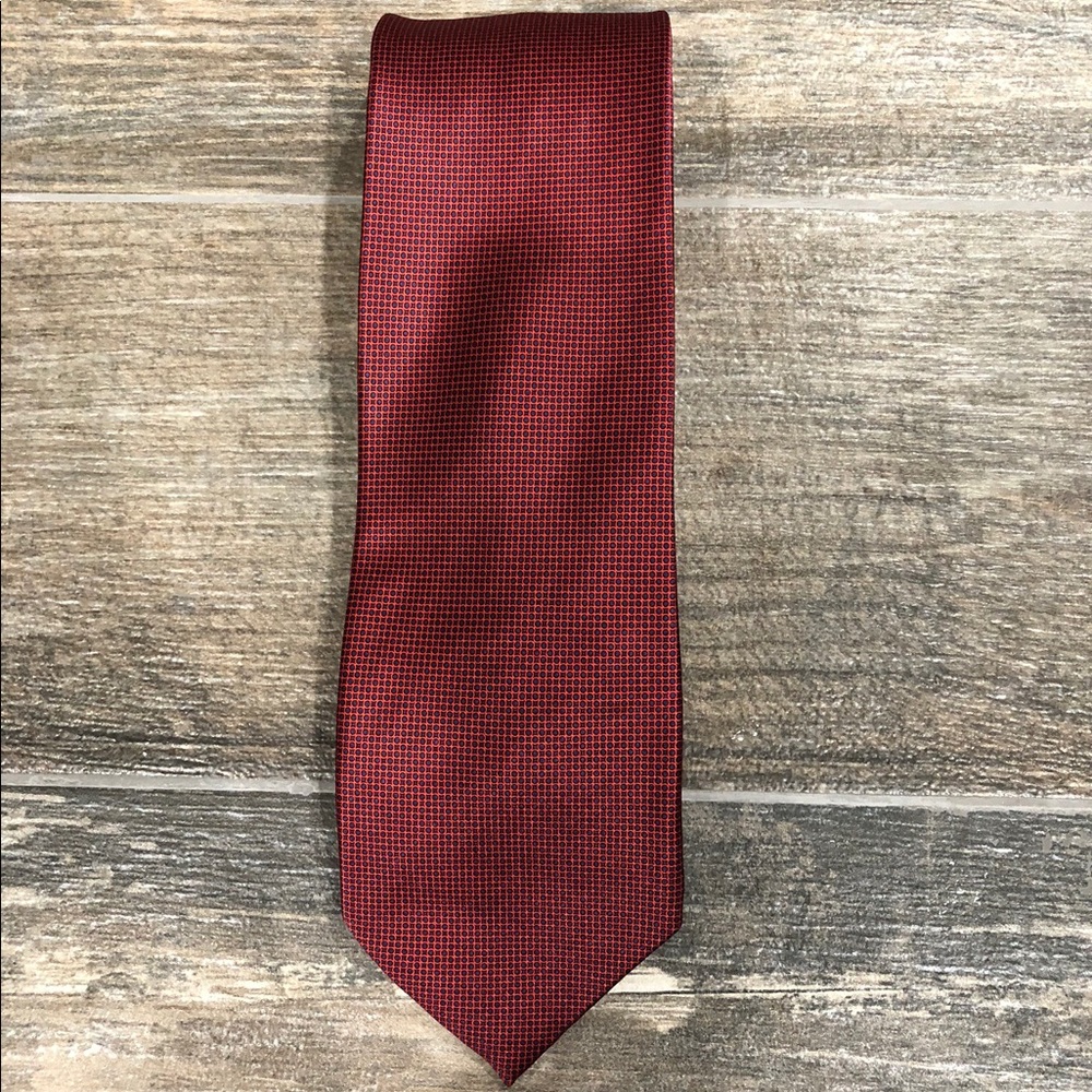 David August Silk Tie Red Geometric Print